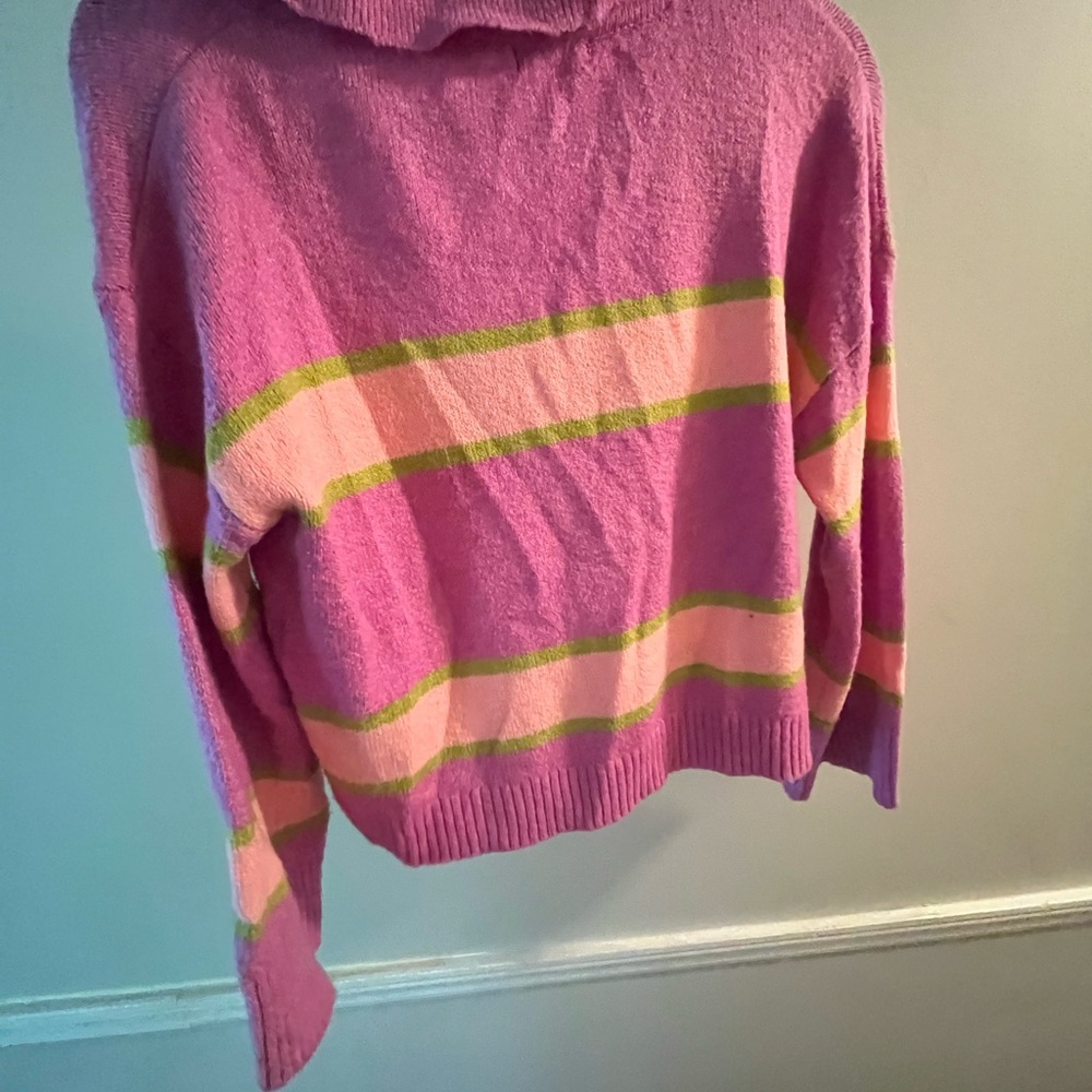 Wild Fable Pink and Green Striped Turtleneck Sweater